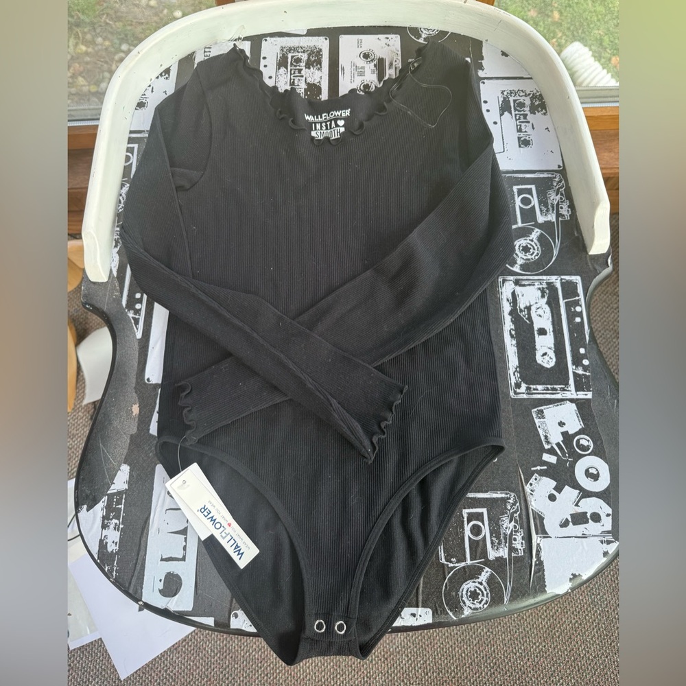 Wallflower Black Ribbed Bodysuit